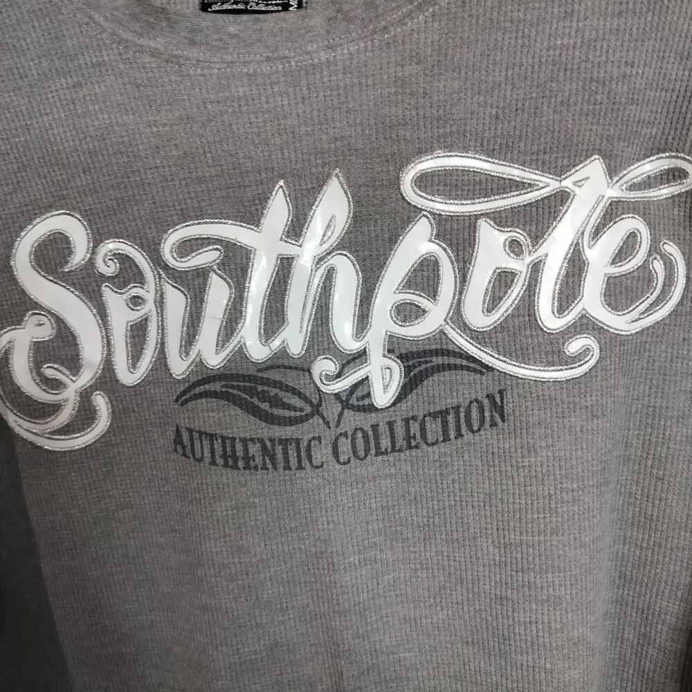 M943) Y2K Southpole Men's Gray Waffle Knit  Thermal Shirt XL